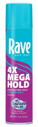 Rave 4X Mega Hold Hairspray Scented 11oz Aerosol