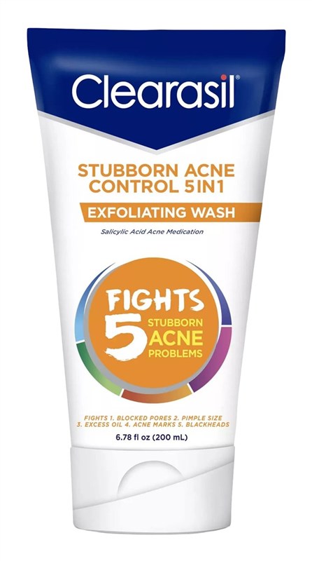 Clearasil Face Wash Stubborne Acne Control 5In1 Exfol 6.78oz