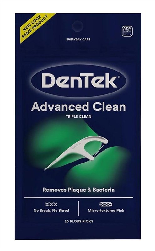Dentek Floss Picks Advanced Triple Clean 20 Count (6 Pieces)