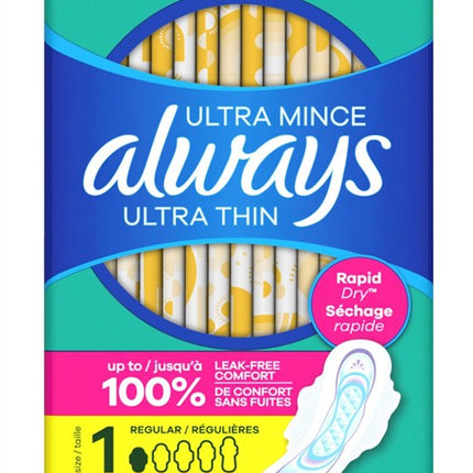 Always Pads Size 1 Ultra Thin 36 Count Regular