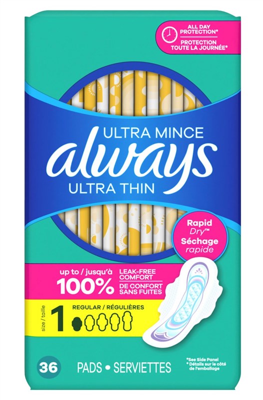 Always Pads Size 1 Ultra Thin 36 Count Regular