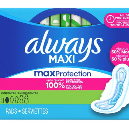 Always Pads Size 2 Maxi 32 Count Long Super 9 Hour