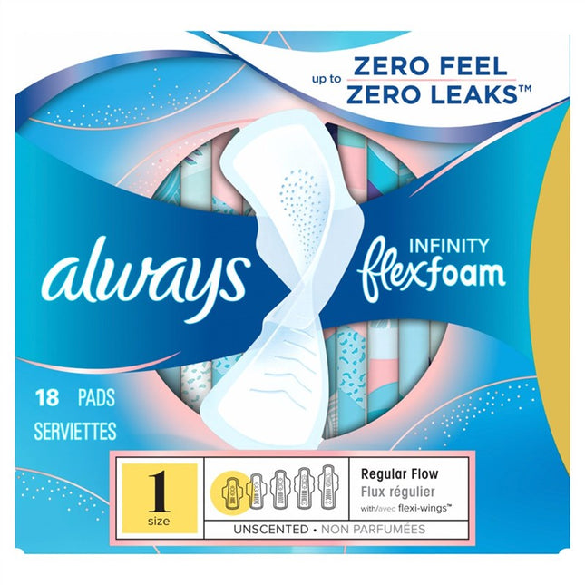 Always Pads Size 1 Infinity With Flex Foam 18 Count