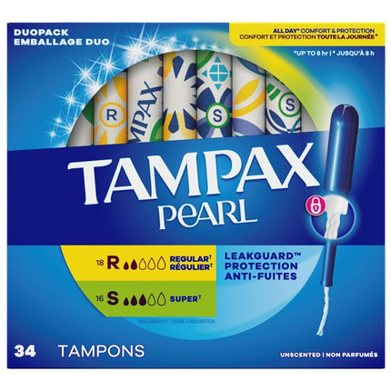 Tampax Tampons Pearl Duo Pack Unscentd 18 Reg+16 Super