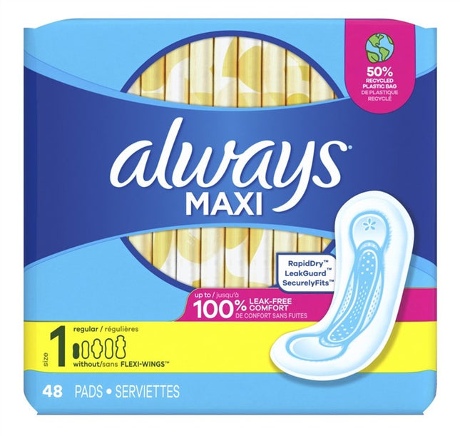 Always Pads Size 1 Maxi 48 Count Regular