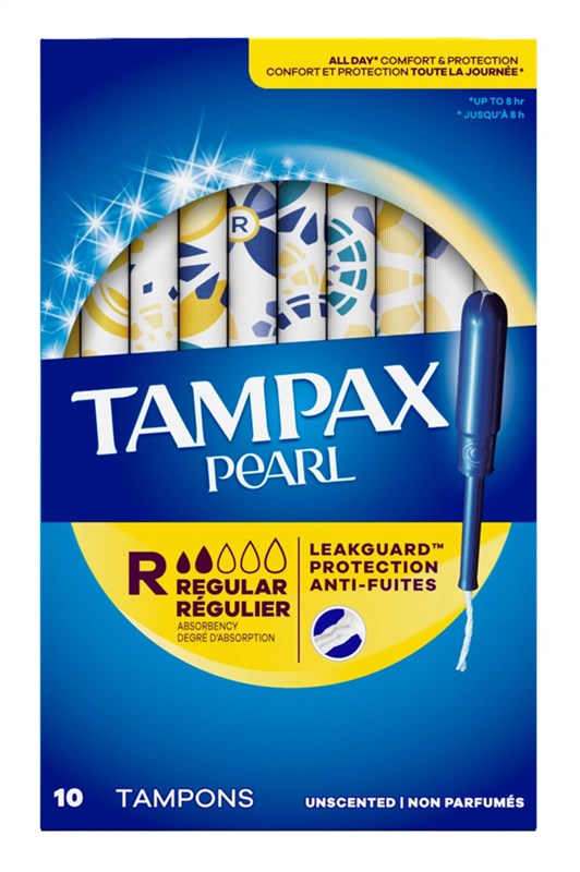 Tampax Tampons Pearl Regular 10 Count Leakguard Unscented