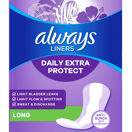 Always Liners Extra Protect Long 48 Count Unscented