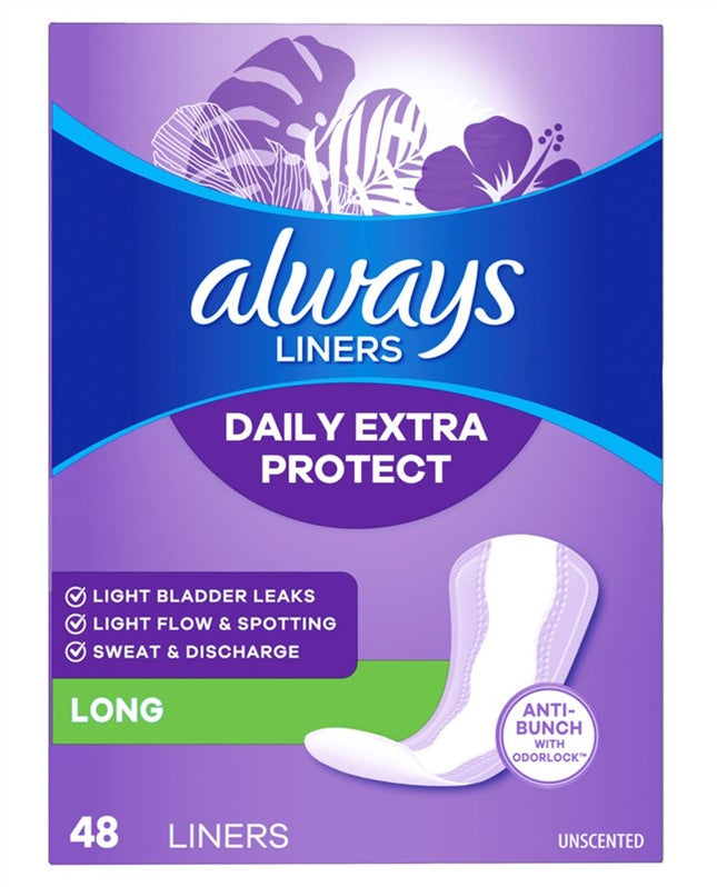 Always Liners Extra Protect Long 48 Count Unscented