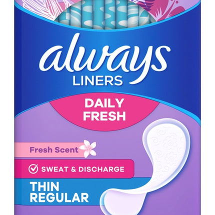 Always Daily Fresh Thin Layers Regular 72 Count Scented