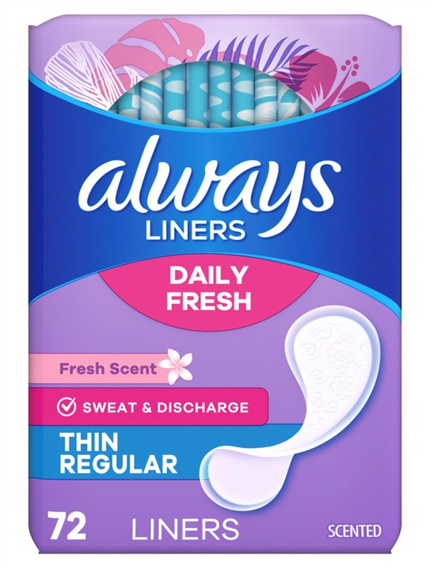 Always Daily Fresh Thin Layers Regular 72 Count Scented