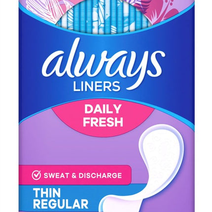 Always Daily Fresh Thin Liners Regular 72 Count Unscented
