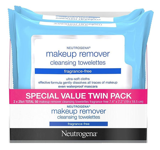 Neutrogena Make-Up Remover Towelettes 25Ct Frag-Free Twin