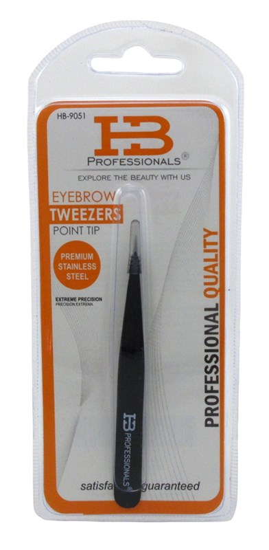Hb Pro Eyebrow Tweezers Point Tip Black (3 Pieces) Matte Finish