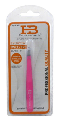 Hb Pro Eyebrow Tweezers Slant Tip Pink (3 Pieces) Matte Finish
