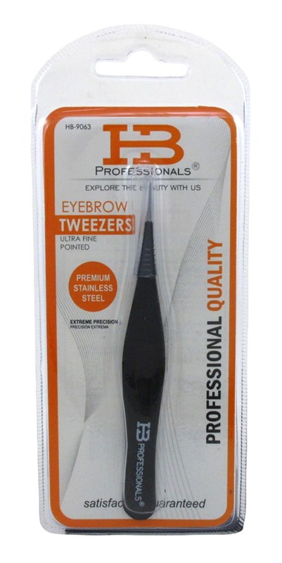 Hb Pro Eyebrow Tweezers Ultra Fine Pointed (3 Pieces) Black