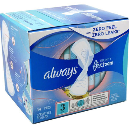Always Pads Size 3 Infinity W/Flex Foam 14 Ct X-Heavy Flow