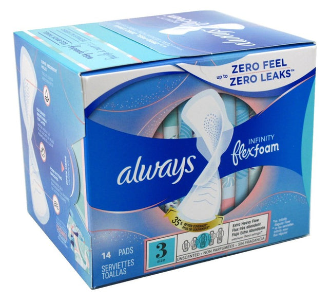 Always Pads Size 3 Infinity W/Flex Foam 14 Ct X-Heavy Flow