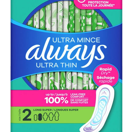 Always Pads Size 2 Ultra Thin 40 Count Long Super