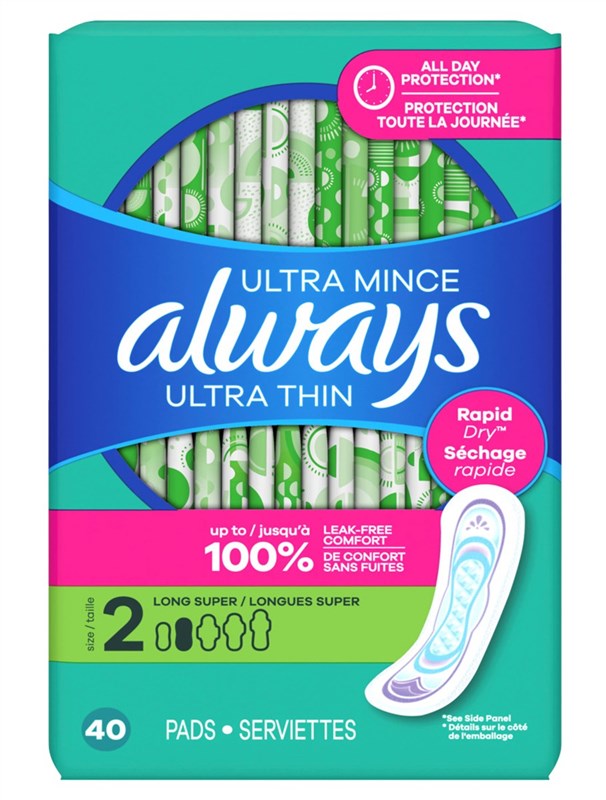 Always Pads Size 2 Ultra Thin 40 Count Long Super