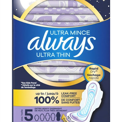 Always Pads Size 5 Ultra Thin 24 Count Extra Heavy Overnight