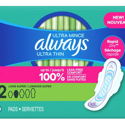 Always Pads Size 2 Ultra Thin 20 Count Long Super