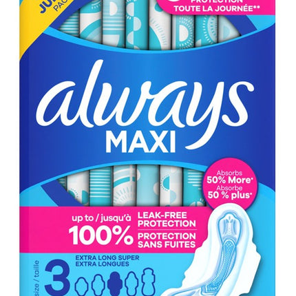 Always Pads Size 3 Maxi 33 Count Extra Long Super