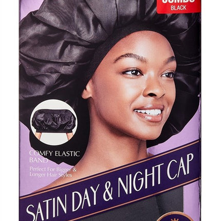 Kiss Red Satin Day & Night Cap Black Super Jumbo