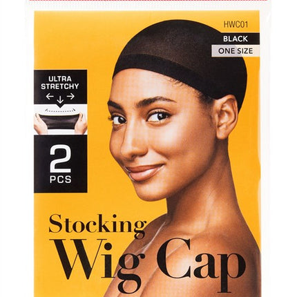Kiss Red Wig Cap Black 2 Count (12 Pieces)