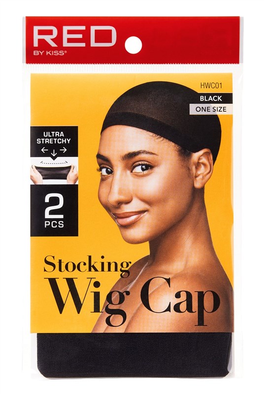Kiss Red Wig Cap Black 2 Count (12 Pieces)