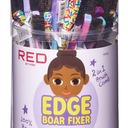 Kiss Red Brush Edge Boar Fixer 2 In 1 Brush & Comb Soft 48 Ct