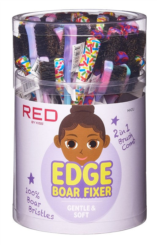 Kiss Red Brush Edge Boar Fixer 2 In 1 Brush & Comb Soft 48 Ct