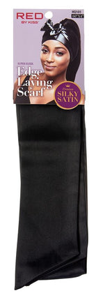Kiss Red Edge Laying Scarf Silky Satin 60Inx4In Blk(12 Pieces)