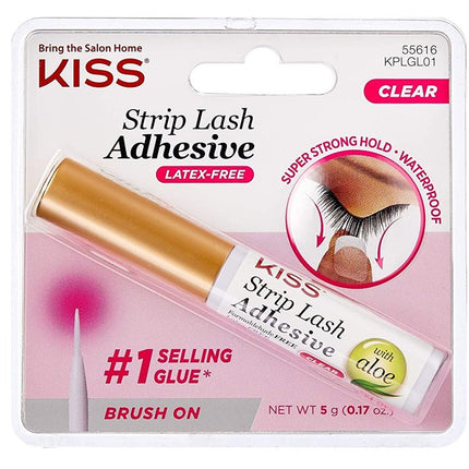 Kiss Strip Lash Adhesive With Aloe Brush-On (Clear)