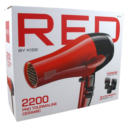 Kiss Red Dryer 2200 Tourmaline 3 Attachments (Ceramic)