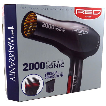 Kiss Red Dryer 2000 Watt With 2 Attachments (Ceramic Ionic)