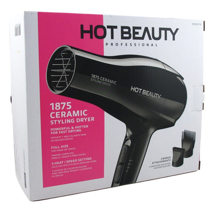 Hot Beauty Dryer 1875 Watt Ceramic With 2 Attachments