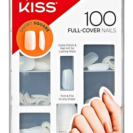Kiss 100 Full Cover Nails Short Square (Short Length)