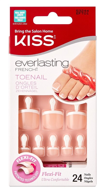 Kiss Everlasting French 24 Count Toenail Kit Real Short