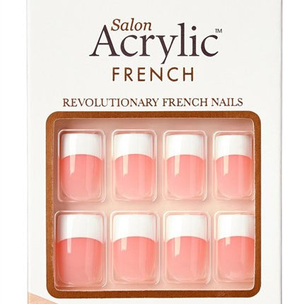 Kiss Salon Acrylic French 28 Count Medium Square Pink