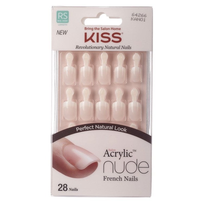 Kiss Salon Acrylic Nude French 28 Count Real Short Length