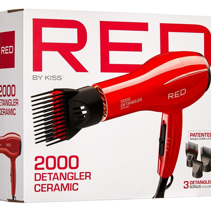 Kiss Red Dryer 1875 Watt 2000 Ceramic Detangler W/3 Piks