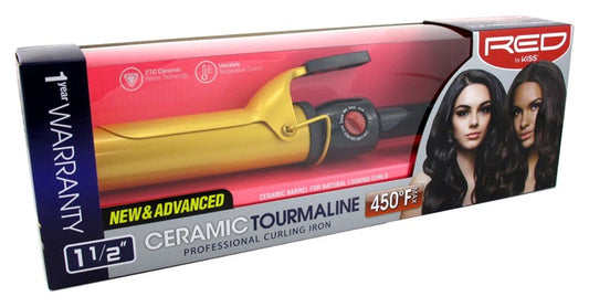 Kiss Red Ceramic Curling Iron 1 1/2Inch