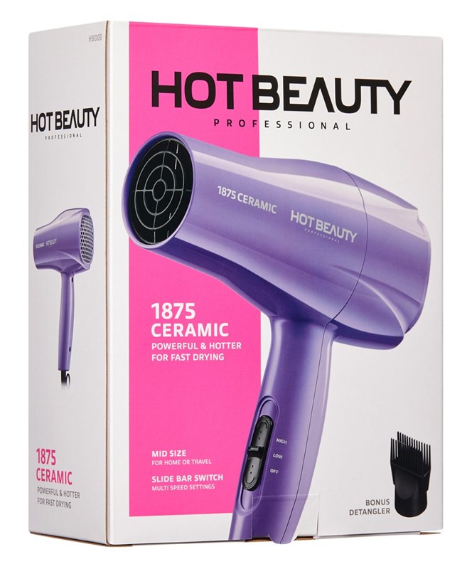 Hot Beauty Dryer 1875 Watt Ceramic Mid Size Purple