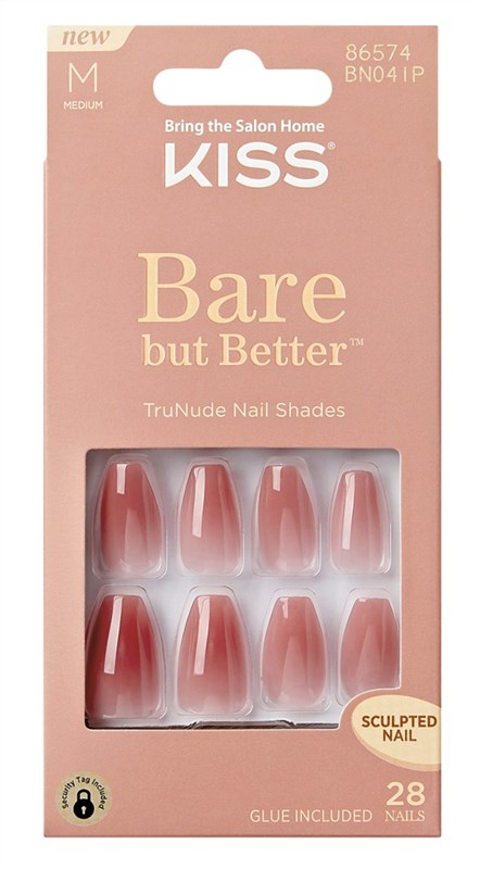 Kiss Bare But Better Nails 28 Count Medium Length Rose
