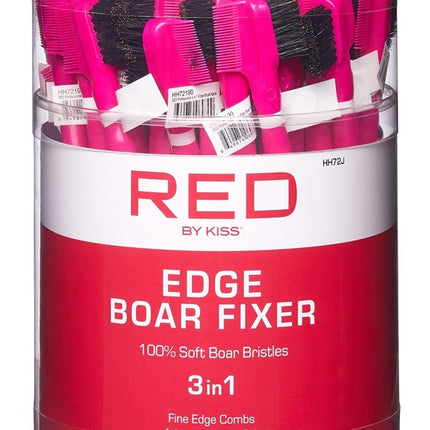 Kiss Red Edge Boar Fixer 3-N-1 Soft Bristles 48 Count