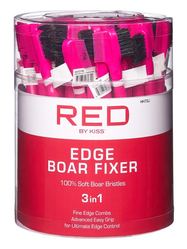 Kiss Red Edge Boar Fixer 3-N-1 Soft Bristles 48 Count