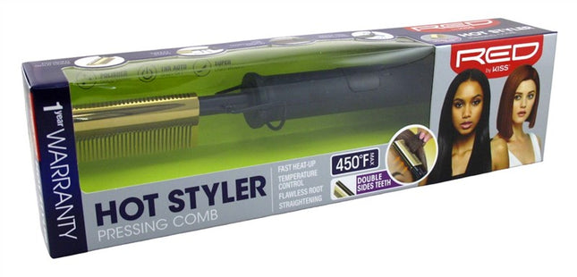 Kiss Red Hot Styler Pressing Comb Double Sided Teeth