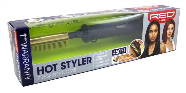 Kiss Red Hot Styler Pressing Comb Small Sized Teeth