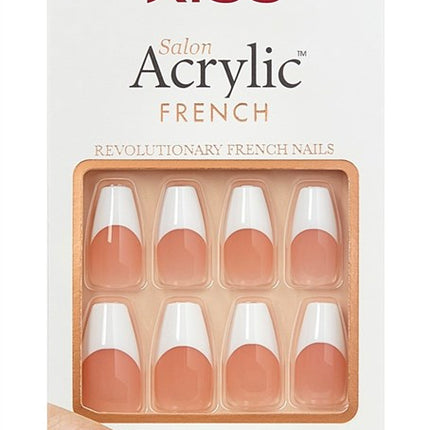 Kiss Salon Acrylic French 28 Count Medium Length Tapered