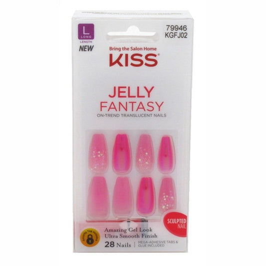 Kiss Jelly Fantasy 28 Count Dark Pink Long Length